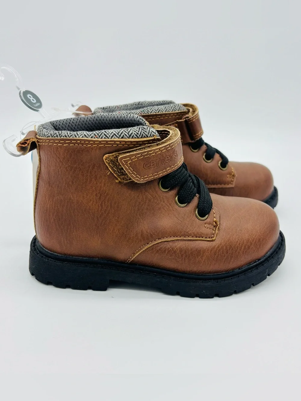 Carters Baxter2 CR Toddler Work Hiking Boots 8 Brown Rugged Utility Hook Loop